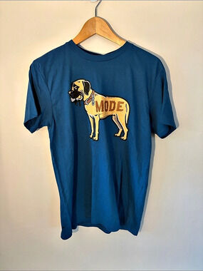 Baseballism Graphic Dog Tee Blue & Brown XL NWT